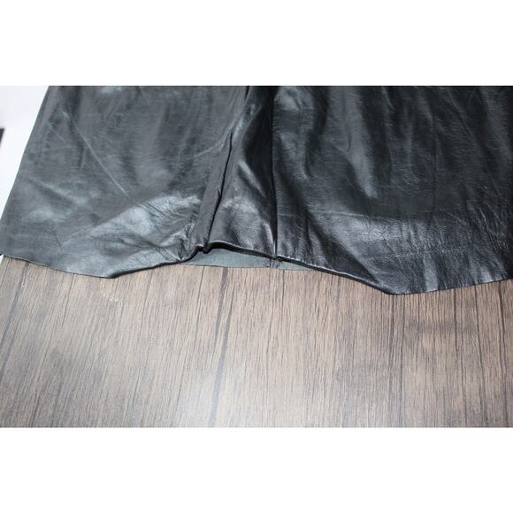 Vintage West Bay Sport Leathers Midi Skirt black leather high waist pockets 14 - Picture 5 of 11